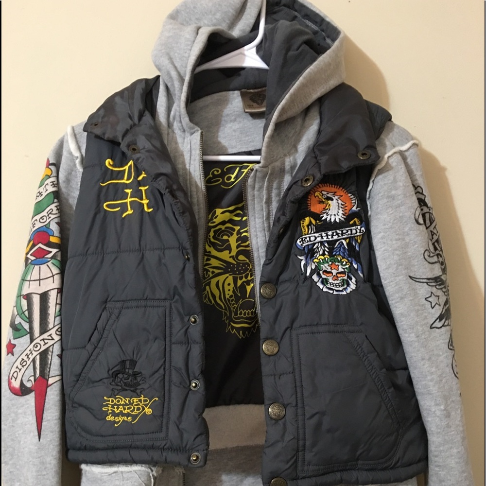 Ed Hardy Boy’s Hooded Sweatshirt Jacket Size S